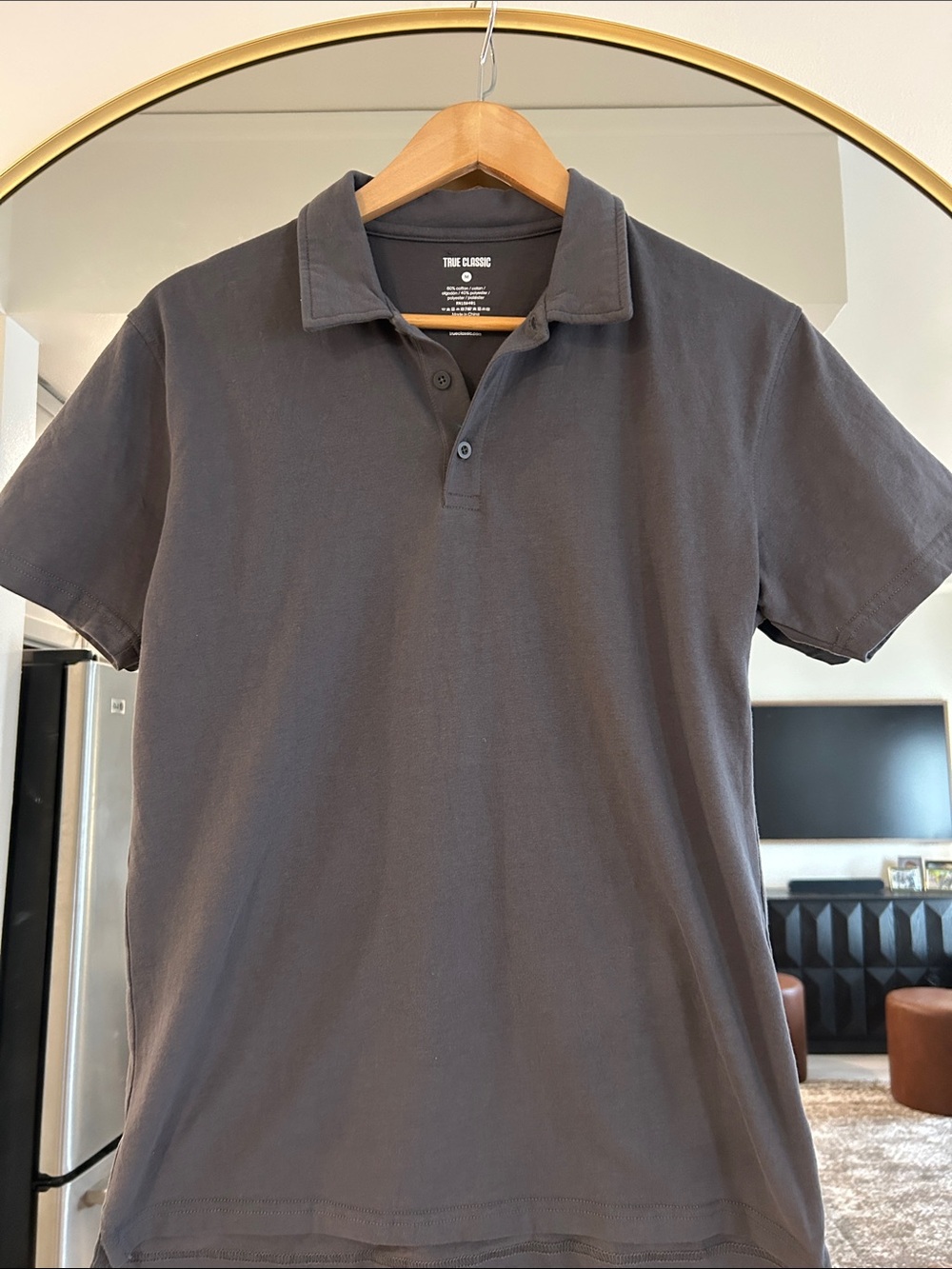 True Classic Men's Short-Sleeve Polo Shirt — Charcoal